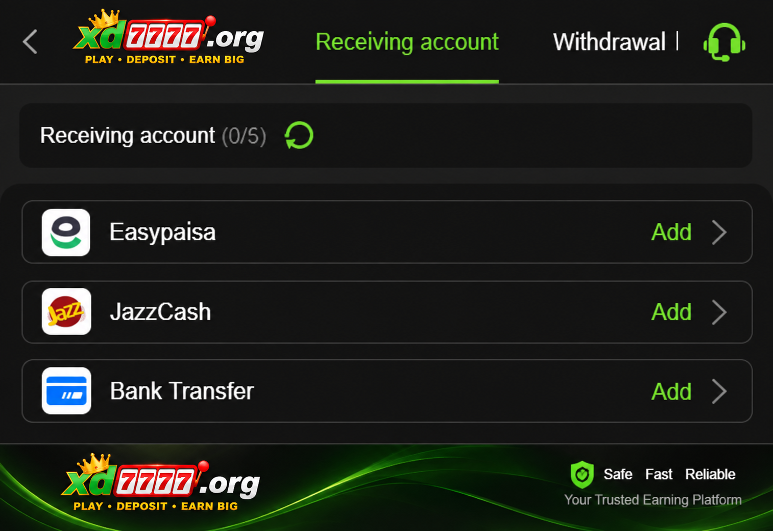 XD777 withdrawal process